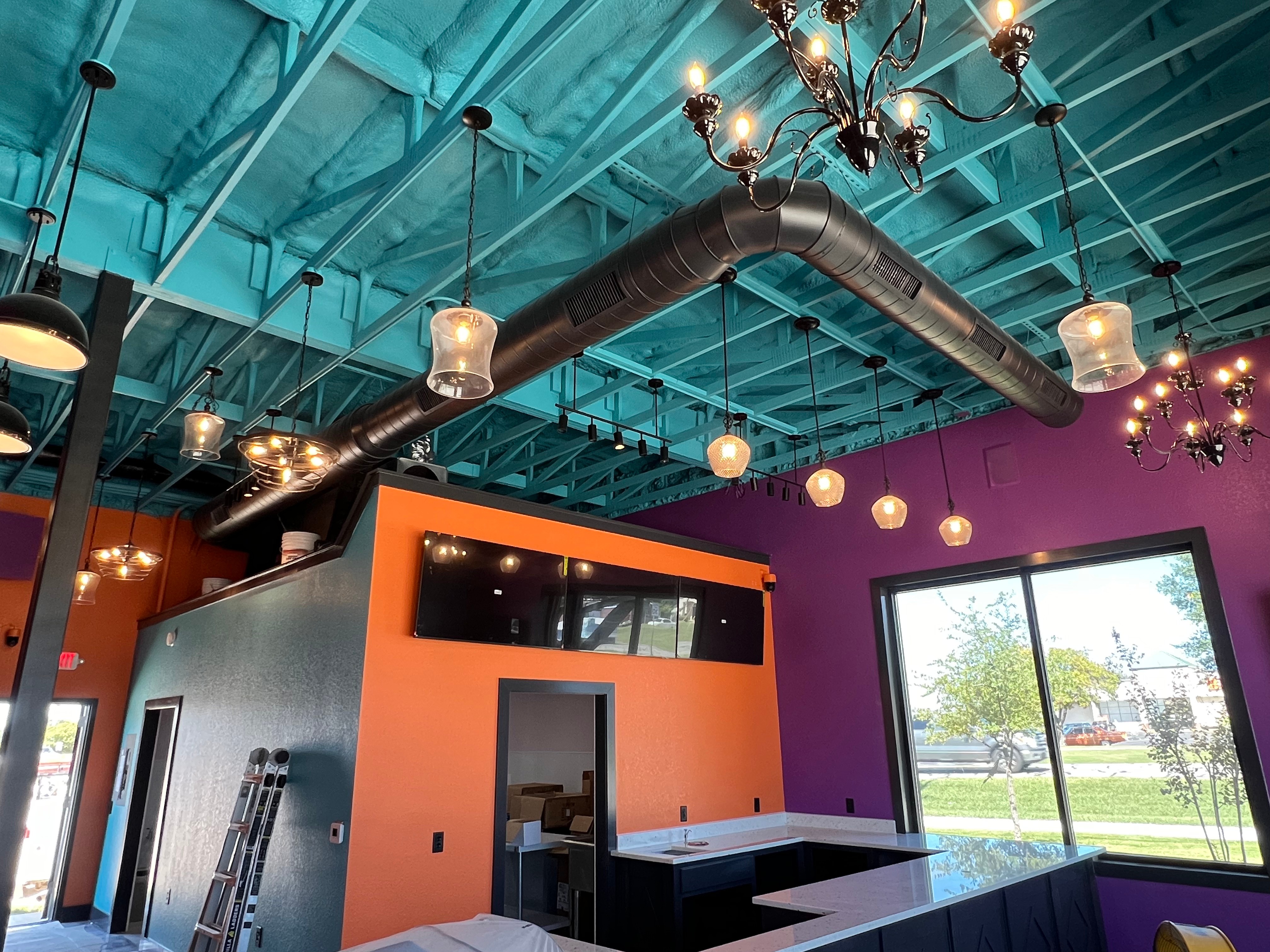 Commercial spiral ductwork installation in a retail restaurant space — Wild H AC LLC HVAC services